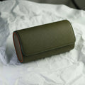 Green 3 slots Leather watch roll