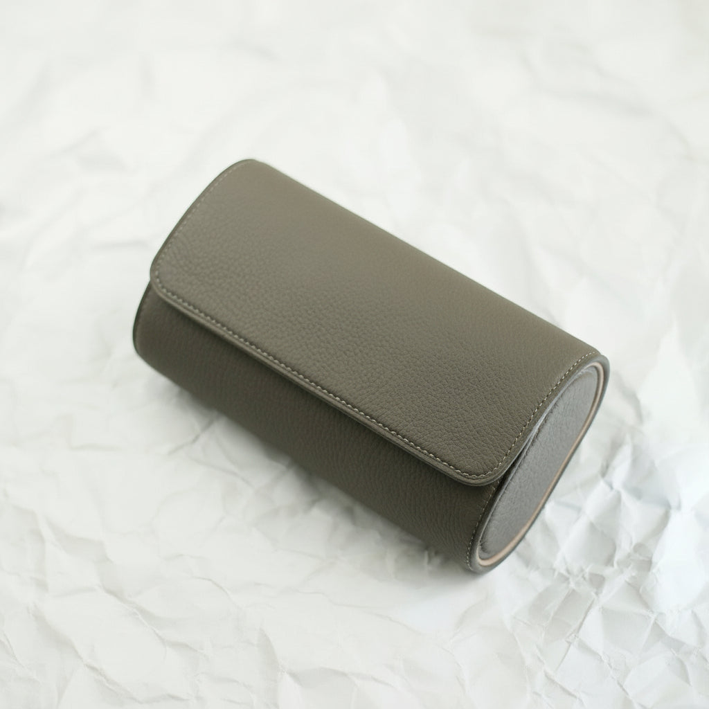 Beige 3 slots Leather watch case